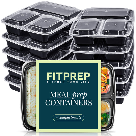 FITPREP Meal Prep Boxen 3 Fach im praktischen 10er Pack