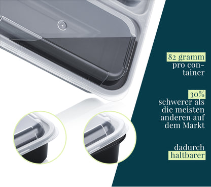 FITPREP Meal Prep Boxen 3 Fach im praktischen 10er Pack