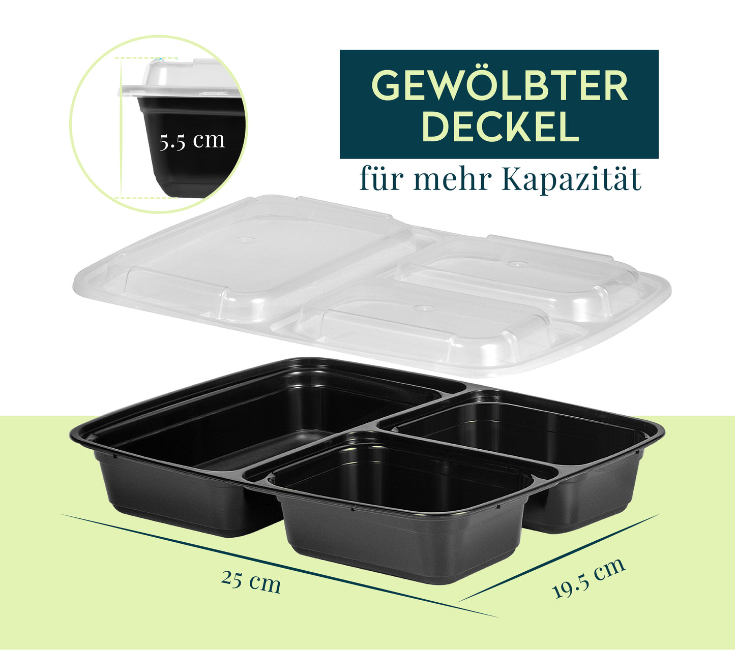 FITPREP Meal Prep Boxen 3 Fach im praktischen 10er Pack