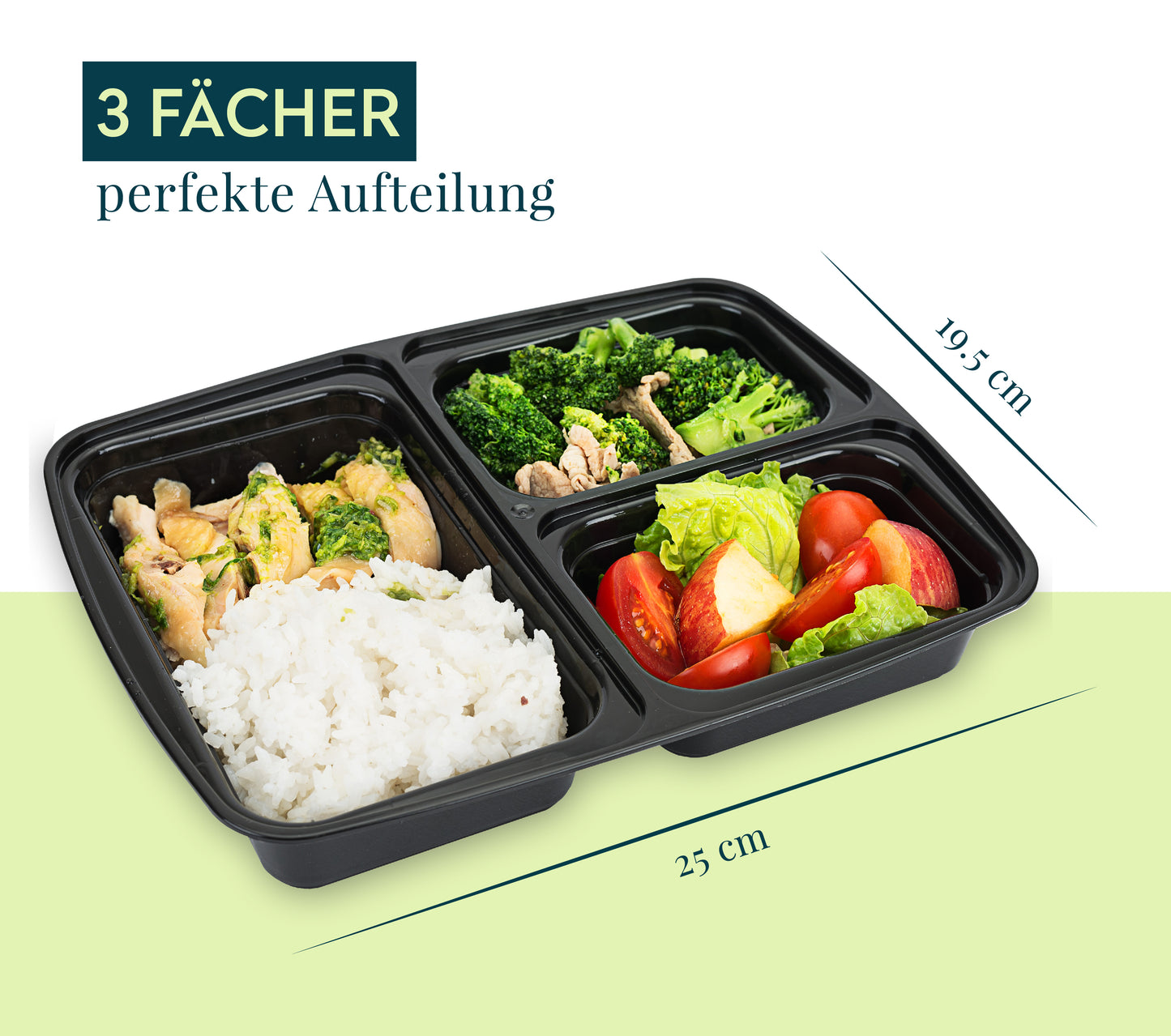 FITPREP Meal Prep Boxen 3 Fach im praktischen 10er Pack