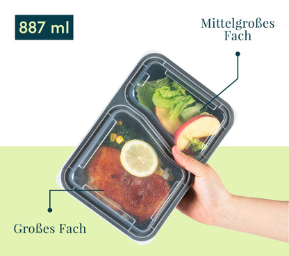 FITPREP Meal Prep Boxen 2 Fach im praktischen 10er Pack