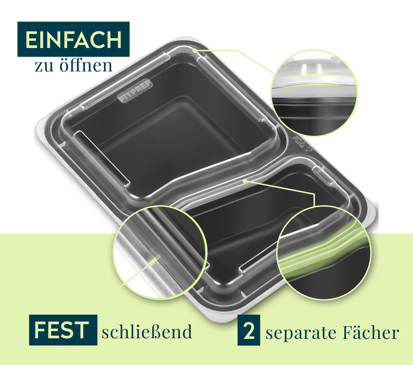 FITPREP Meal Prep Boxen 2 Fach im praktischen 10er Pack