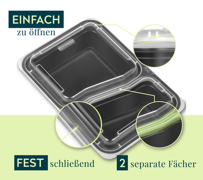 FITPREP Meal Prep Boxen 2 Fach im praktischen 10er Pack